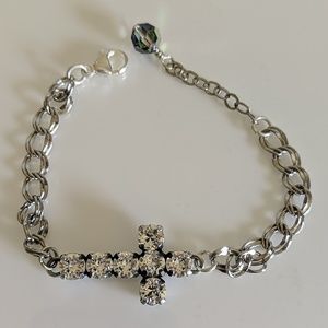 Silver Cross Swarovski Crystals Bracelet